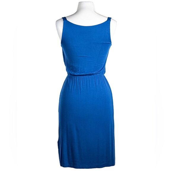 Kenar Cowl Neck Waist Defined Sleeveless Dress Knee Length Cobalt Blue Medium - Picture 2 of 8